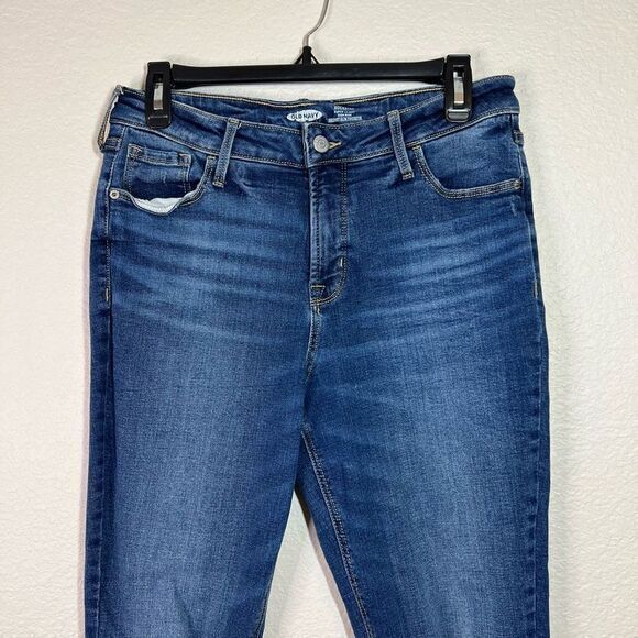 Old Navy Women's Super Skinny Jeans High Rise Rockstar Distressed Blue 10 Long‎ - Picture 2 of 7